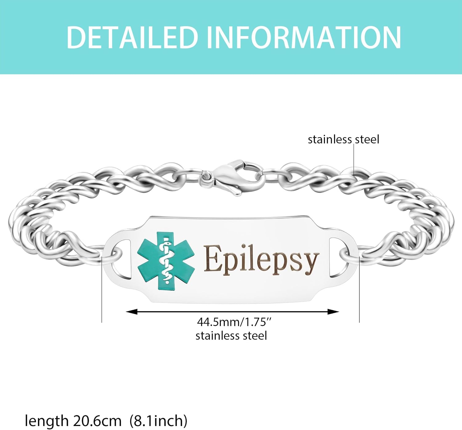 Exquisite Medical Bracelets for Women and Men, Personalized Medical Bracelet in Stainless Steel Cuban Chain, Holidays Gift for Wife or Husband