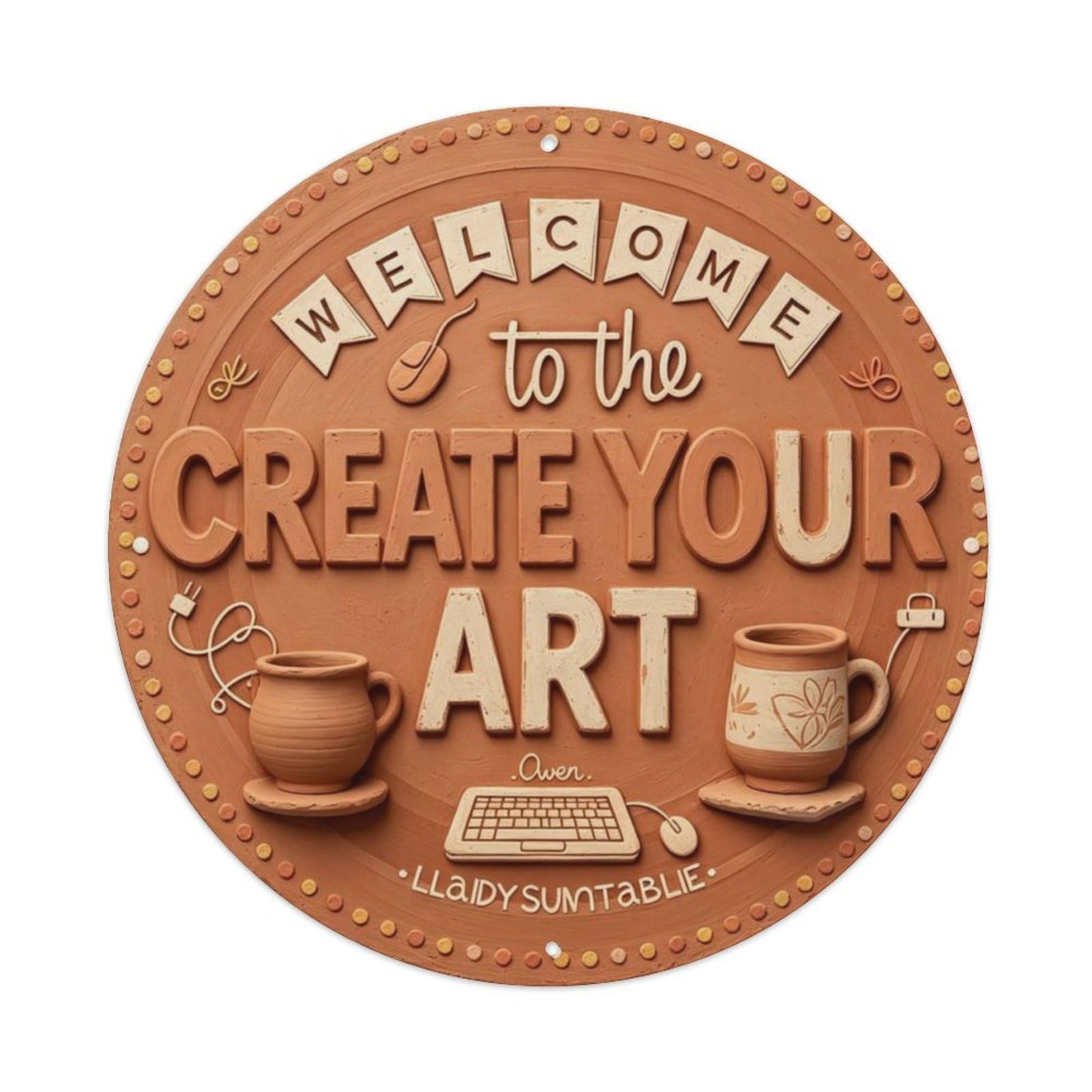 Pottery Studio Create Your Art Metal Tin Sign Plaque