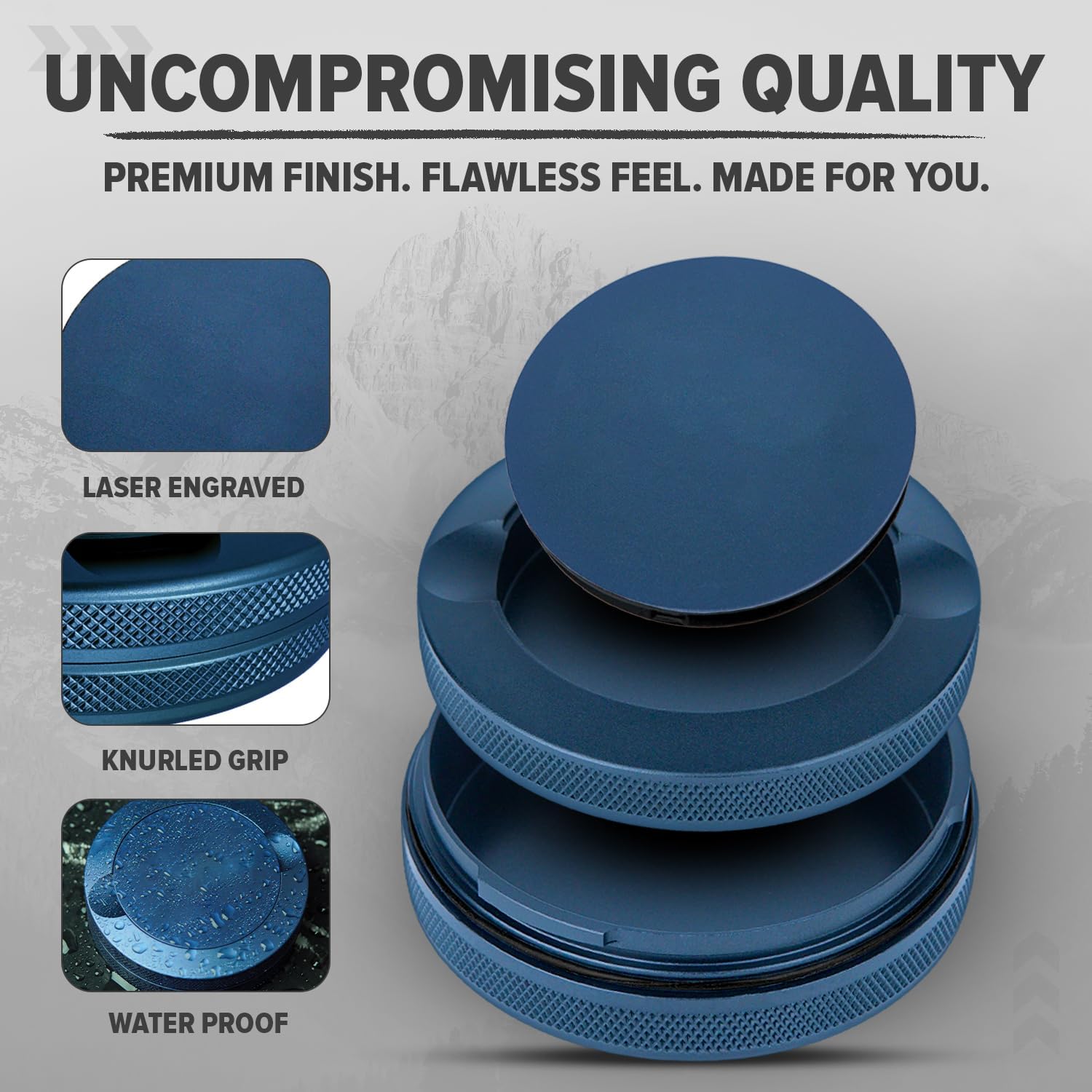 Premium Zyn Metal Can | Moisture & Odor Proof Container for Zyn Pouches | Aluminum Holder & Organizer | Dip Can | Zyn Tin | (Navy Blue Plain)