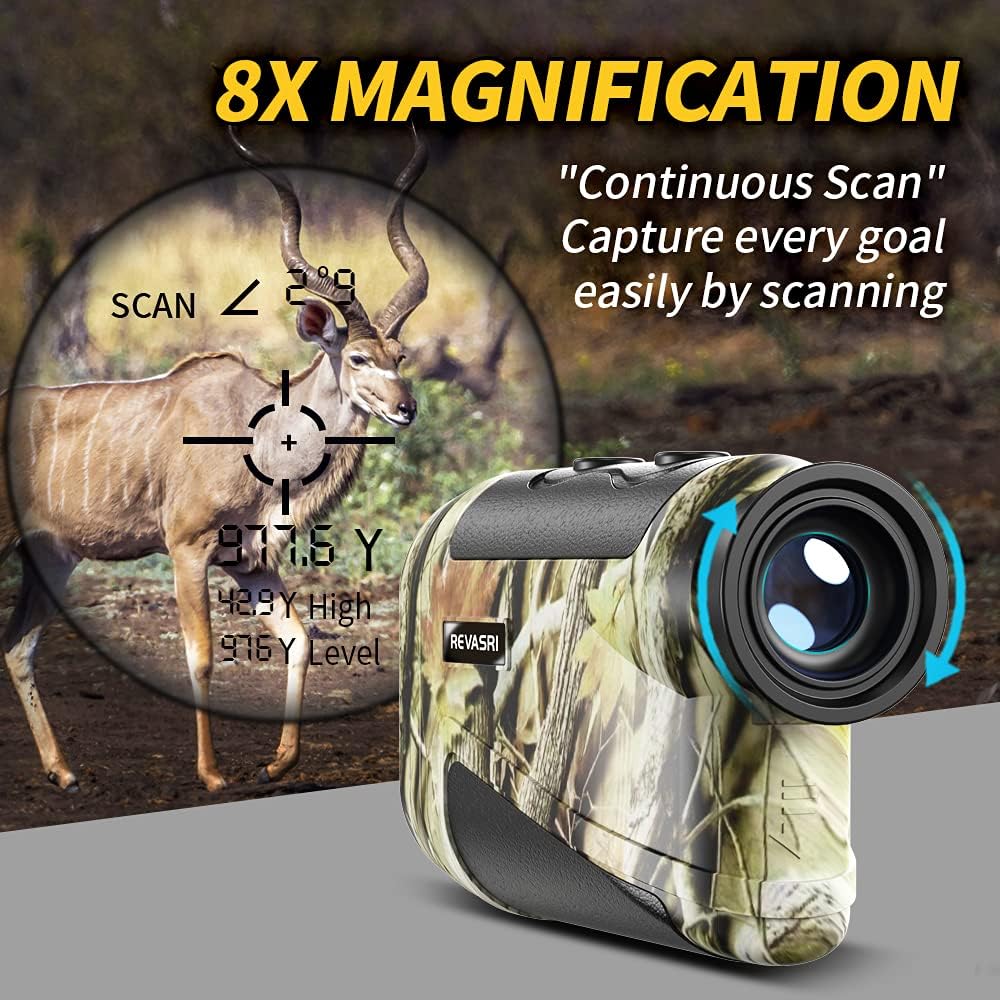 REVASRI Hunting Laser Rangefinder 8X 1800 Yards Hunting Range Finder with Target-Lock and Mode Memory Easy-to-Use Angle Height Horizontal Distance Measurement and Continuous Scan Laser Rangefinder : Sports & Outdoors