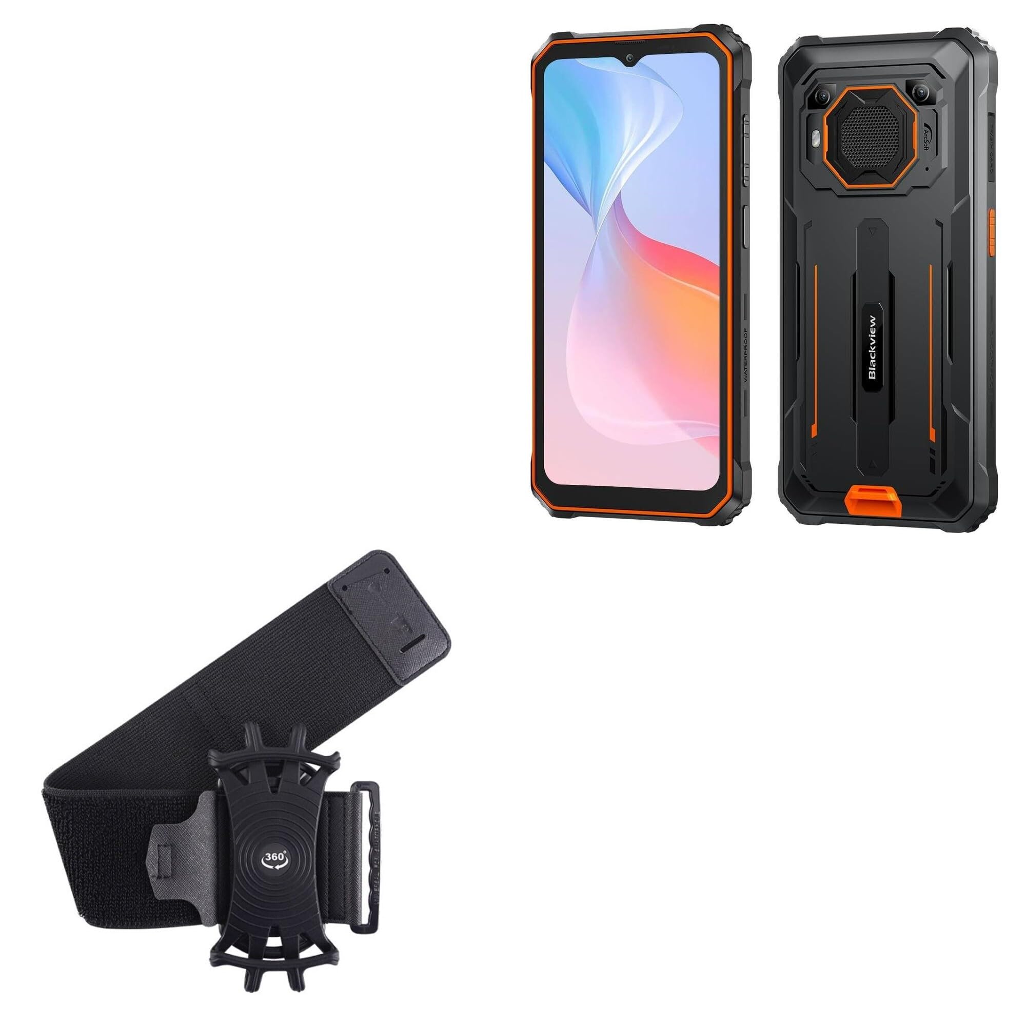 BoxWave Holster Compatible with Blackview BV6200 Pro - ActiveStretch Sport Armband, Adjustable Armband for Workout and Running - Jet Black