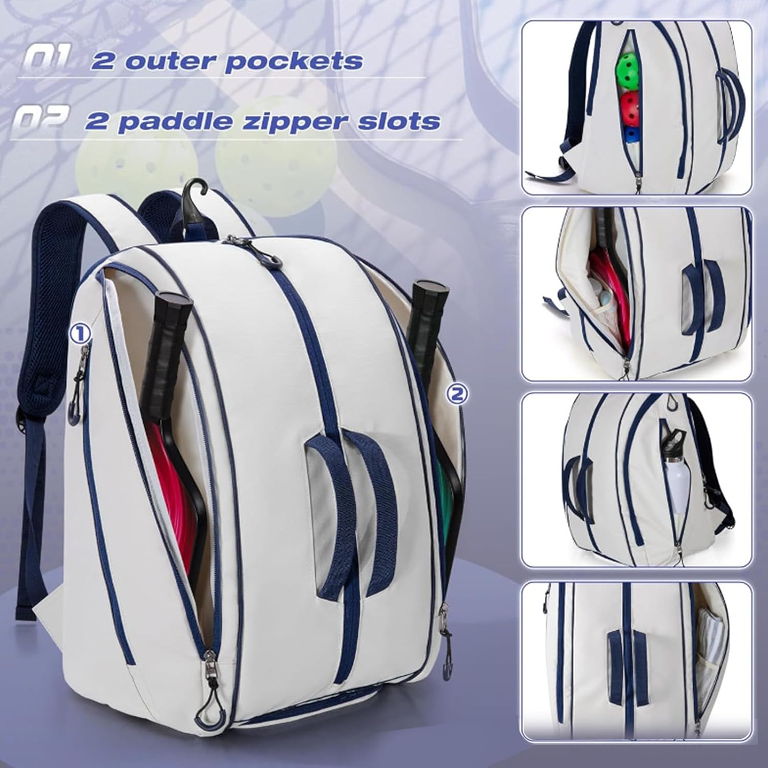 Pic Storage Backpack with Shoe Compartment, Multi layer Shoulder Bag for Paddle Gear, PVC Material, Backpack with Shoe Compartment (White)