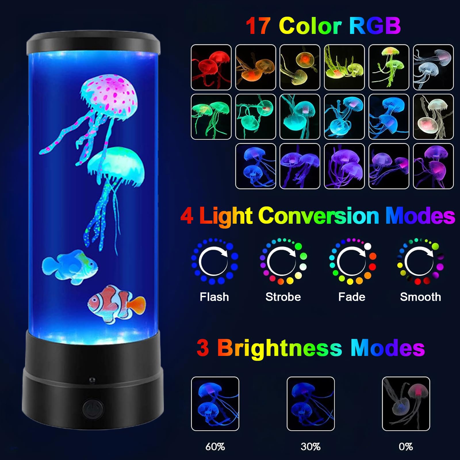 Quallen Lampe mit 17 Farben und Fernbedienung, LED Quallen Aquarium Lampe, Jellyfish Lamp Aquarium, Quallen Lavalampe Stimmungslicht für Kinder Erwachsene Entspannung Wohndekoration