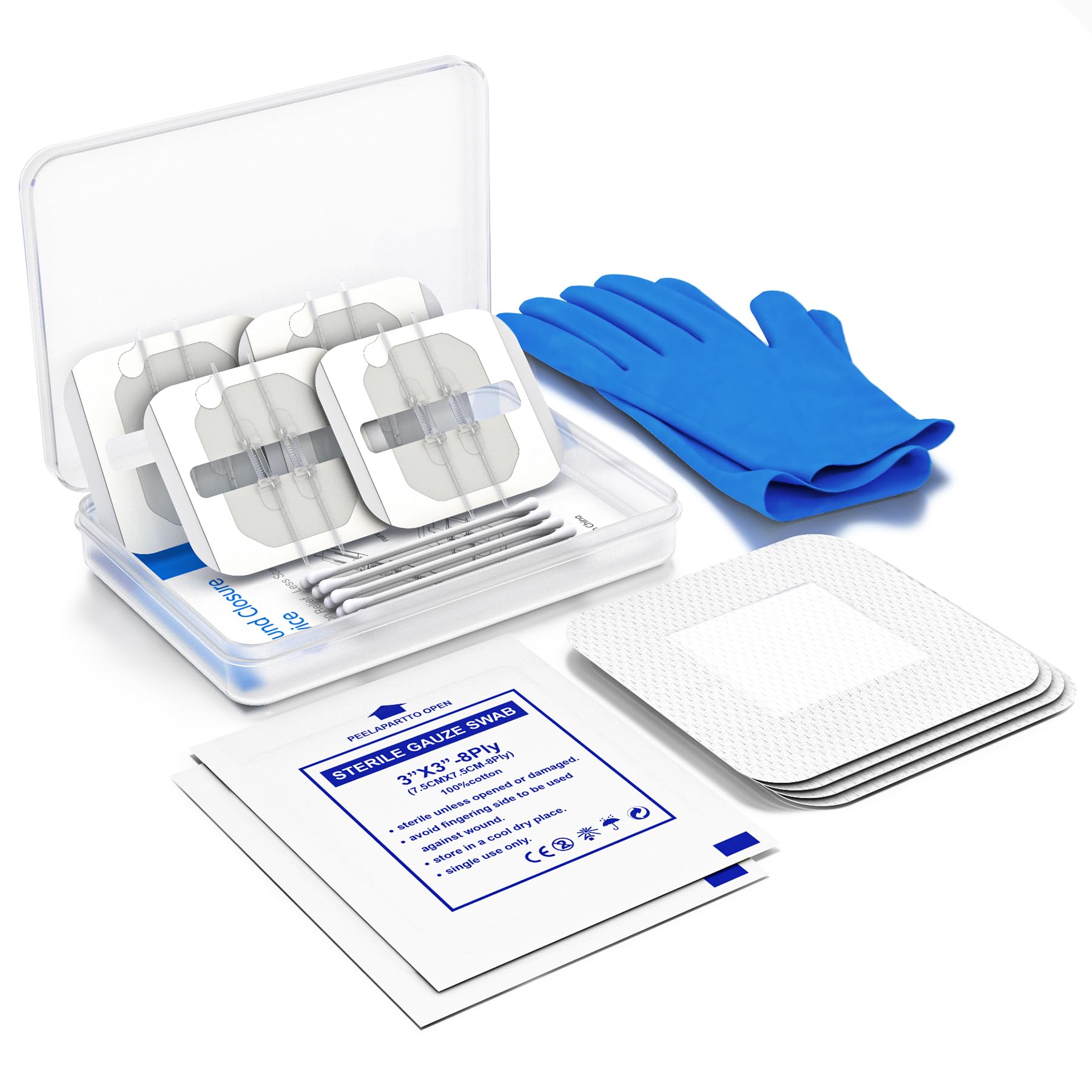 Zip Stitch Wound Closure Kit Device, Butterfly Bandages, Surgical Quality, Emergency Laceration Closures, Suture-Free Surgical Repairment,Quick Clot for Easy Use, First Aid Wound Care (White 4)