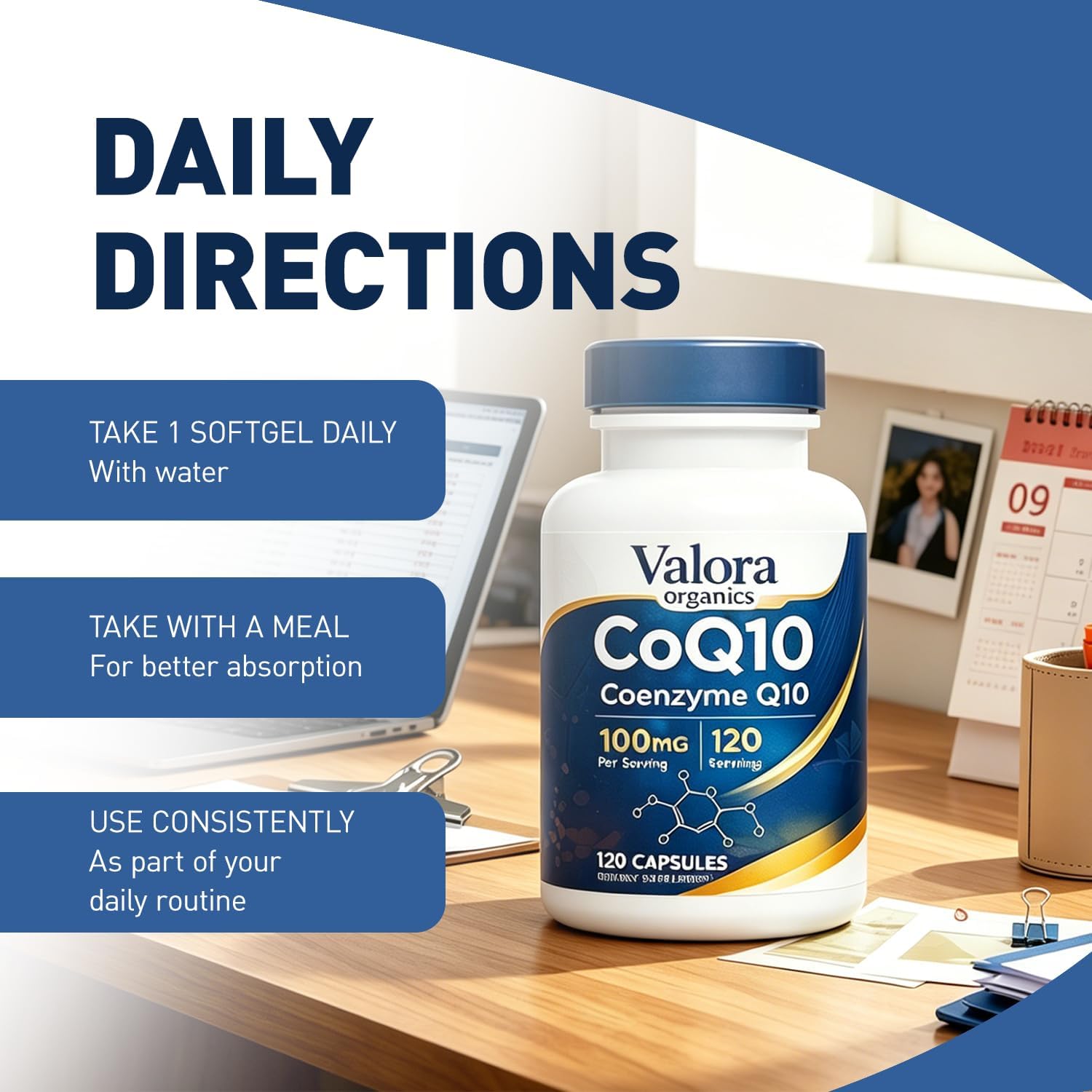 Valora CoQ10 100mg, 120 Capsules