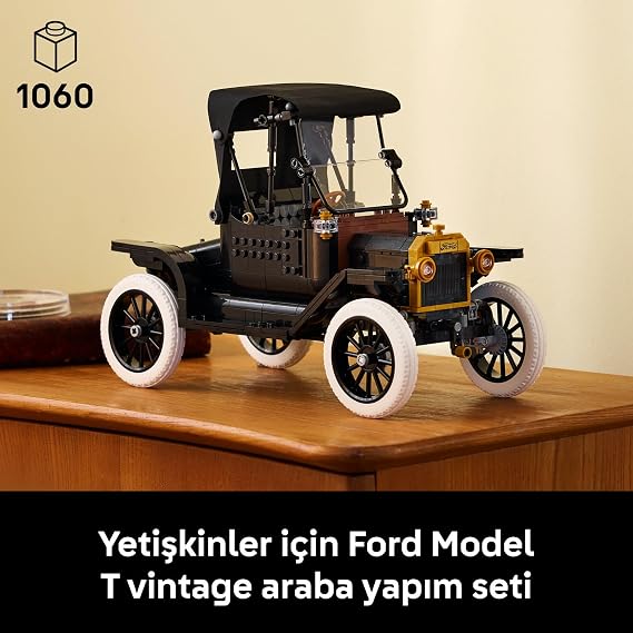 LEGO Icons Ford Model T 11376 - Yetişkinler için Açılan Kumaş Tavan, İki Parçalı Ön Cam ve Tek Yolcu Kapısı İçeren Klasik Yaratıcı Dekoratif Otomobil Modeli Yapım Seti, Hediye Fikri (1060 Parça)