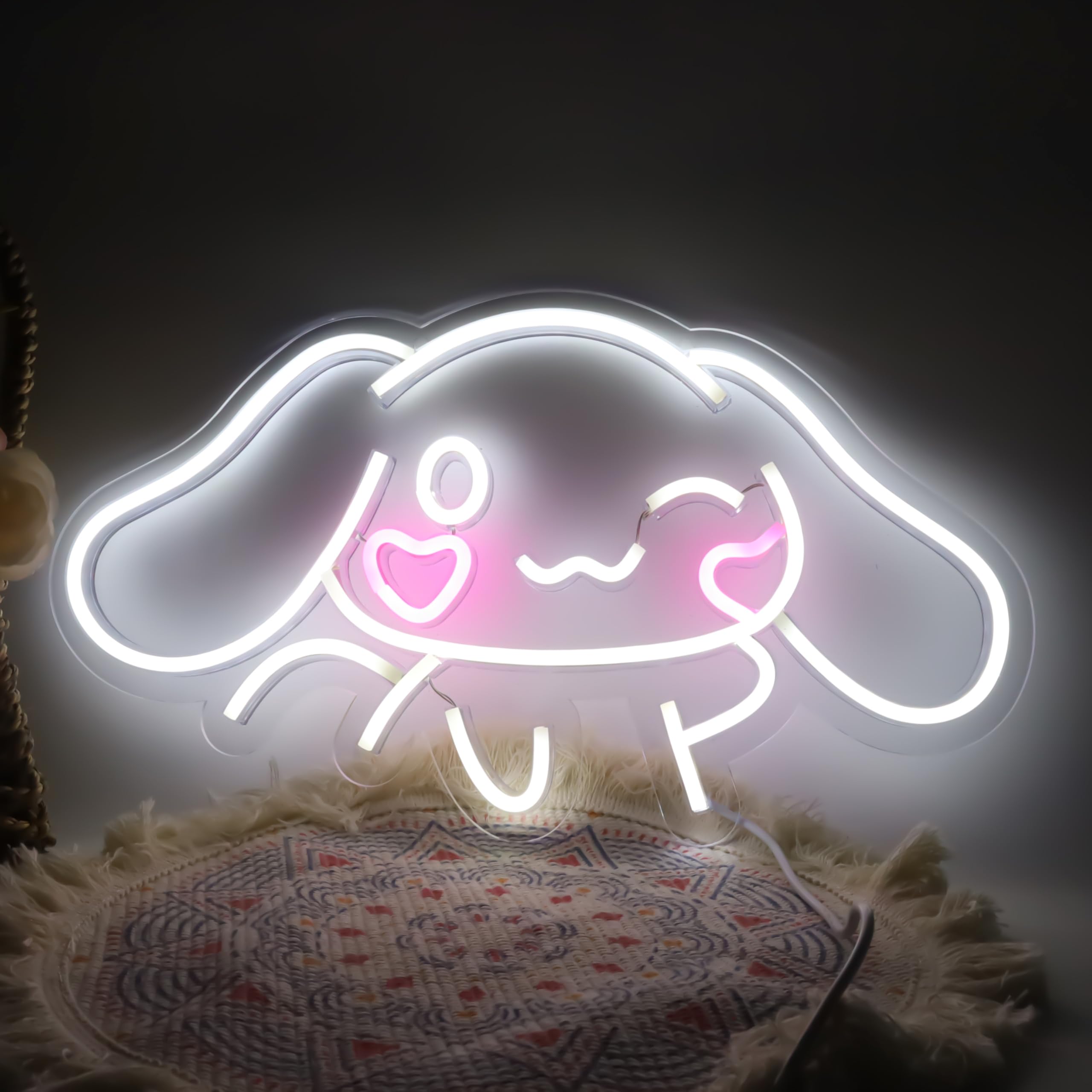 Cinnamo roll Anime Neon Sign for Wall Decor Cinnamo roll Led Light Room Decor Japanese Neon Light LED Sign for Anime Fans Cinnamon Gift for Girls 17.5"*9.5"
