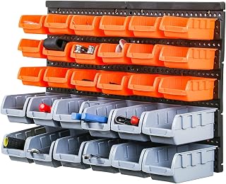 30pc Wall Mounted Backboards, Which The Storage Bins - Diy Shed Storage Box Rack Plastic Drawers | Garage Shelving Units | Versatile Storage Solution | Open Design & Easy To Install