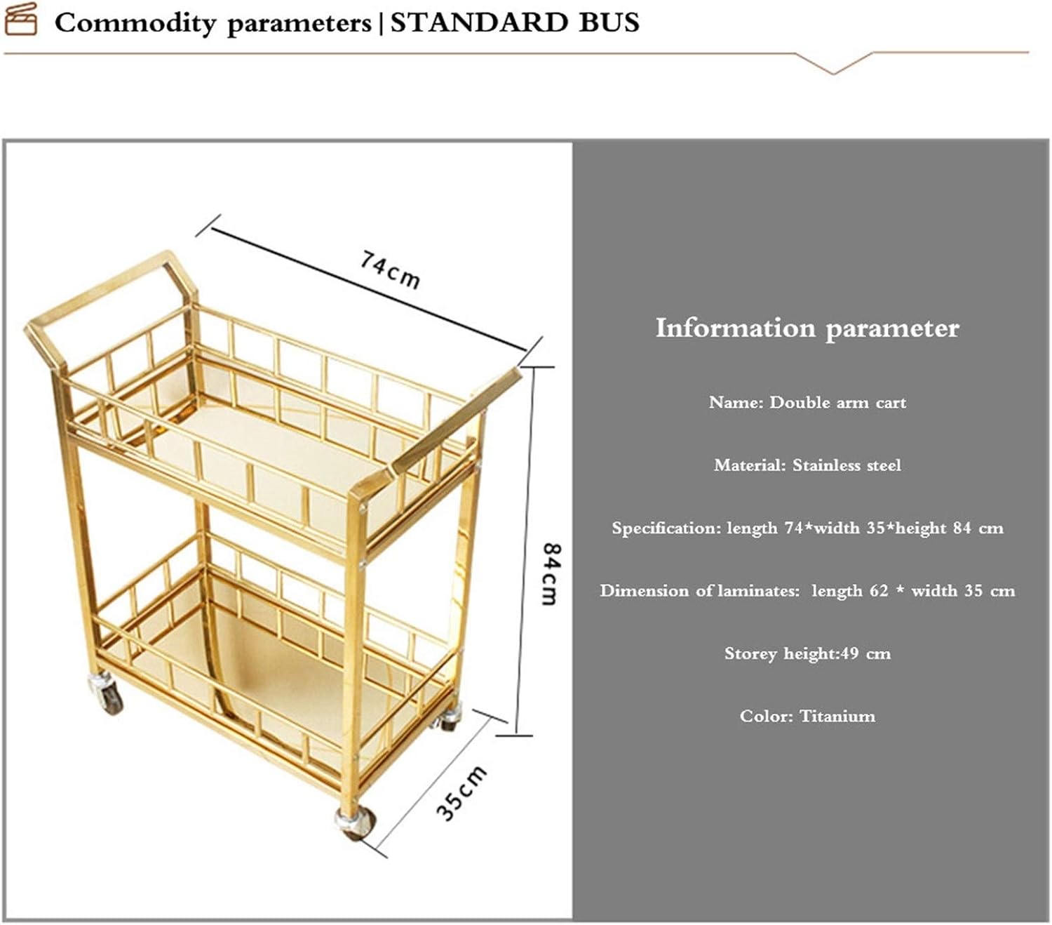 Bar Cart, Gold, Serving Cart, for Kitchen, Dining Room, Home Bar, Or Buffet, Home bar Serving carts Kitchen cart with Storage (Color : Style 3) (Style 1)