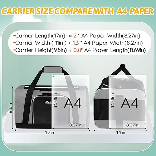 Miniatura 3 de Petskd Transportador de mascotas de 17 x 11 x 9.5 pulgadas, aprobado por aerolíneas de Alaska, bolsa de viaje para gatos y perros pequeños,