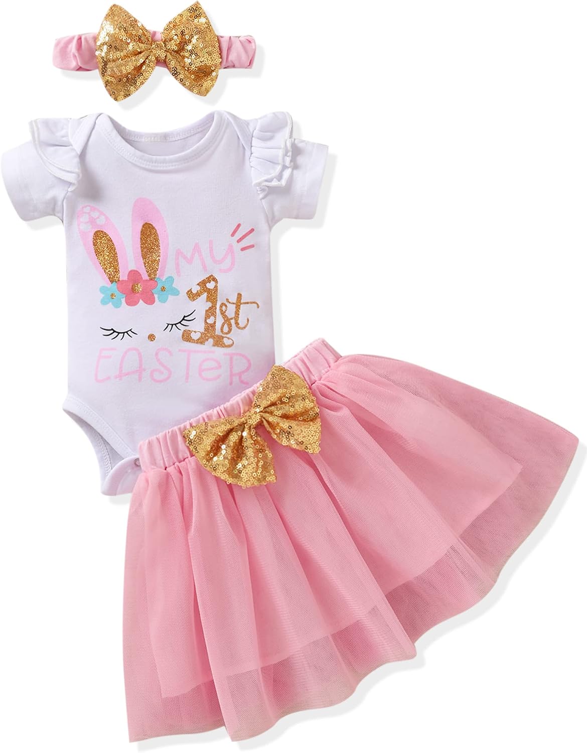 fioukiay Newborn Baby Girl Easter Skirt Sets Infant 1st Easter Day Outfit Clothes Clothing Sets