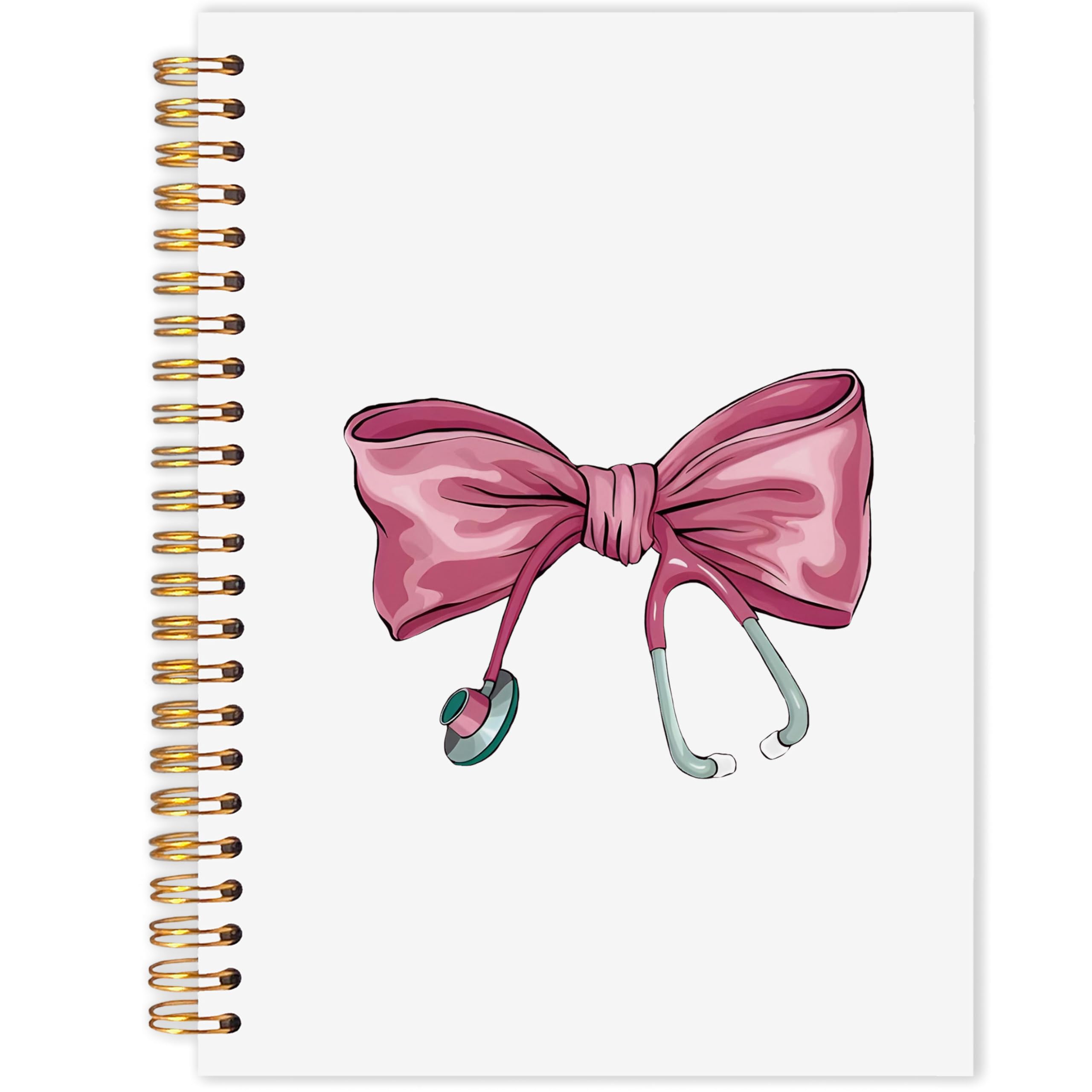 AQYIP Coquette Pink Bow Nurses Spiral Notebook, Nurse Appreciation Gifts Journaling Notebooks, Nurse Week Day Gifts Journal for Writing, Preppy