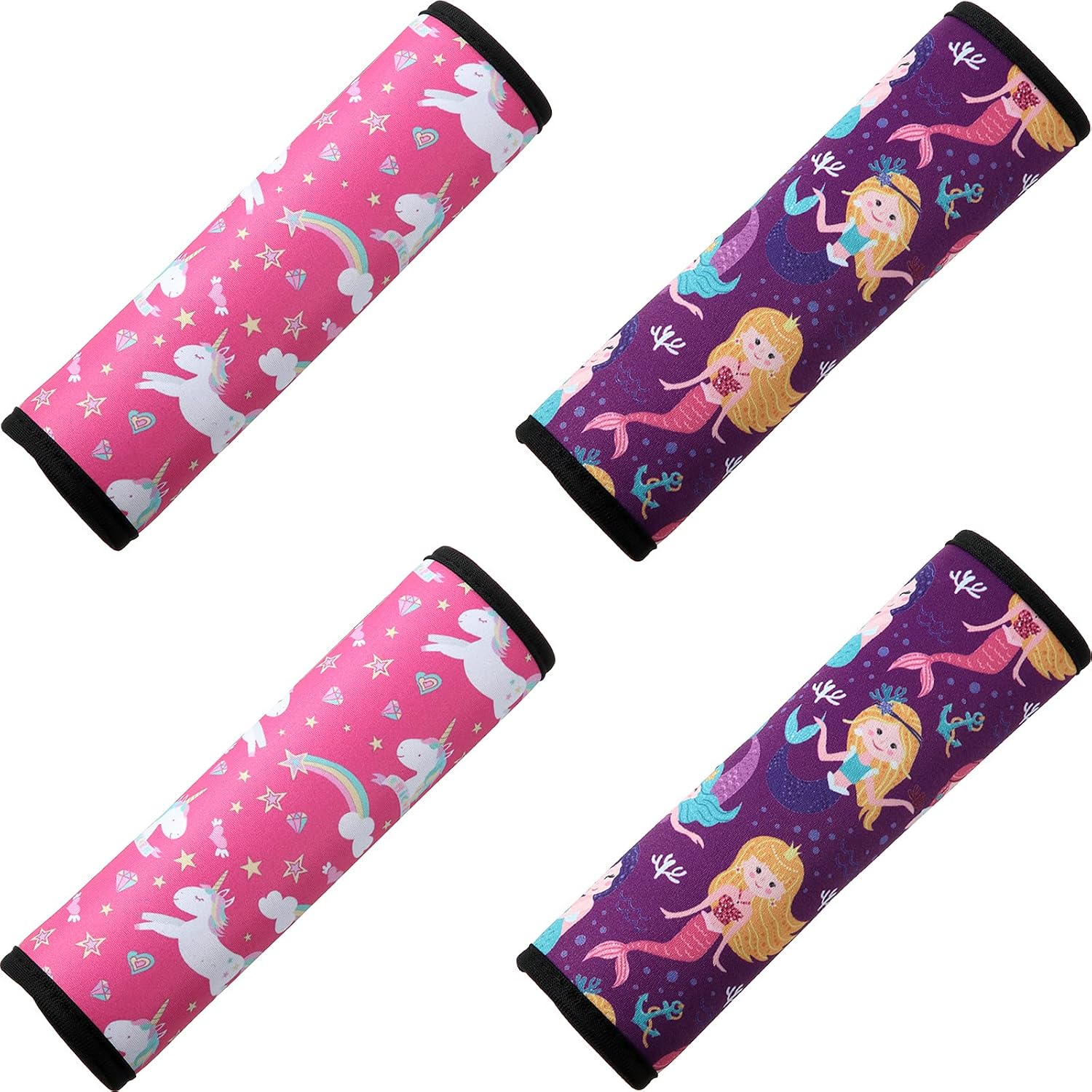 Frienda 4 Pieces Kids Car Seat Belt Cover Safety Belt Cushion Car Seat Belt Pad Car Seat Shoulder Protector Pillow Belt Cover Pad for Baby Boys Girls Children, Mermaid and Unicorn