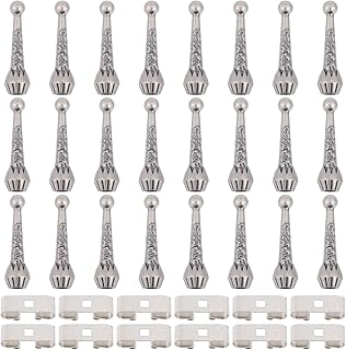 CHGCRAFT 36pcs Bolo Tie Findings Kit with 24Pcs Bolo Tie Tips Replacement End Caps and 12pcs Slide Clasps for Handcraft Clothes Jewelry Making Decor, Antique Silver