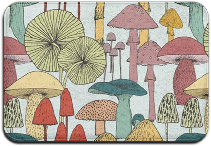 XEIYGKXL Colored Mushroom Cute Runner Doormats for Entrance Way Indoor Modern Artist Carpet (Size:23.6"(L) X15.7(W)) Absorbant PVC Transparent Backing