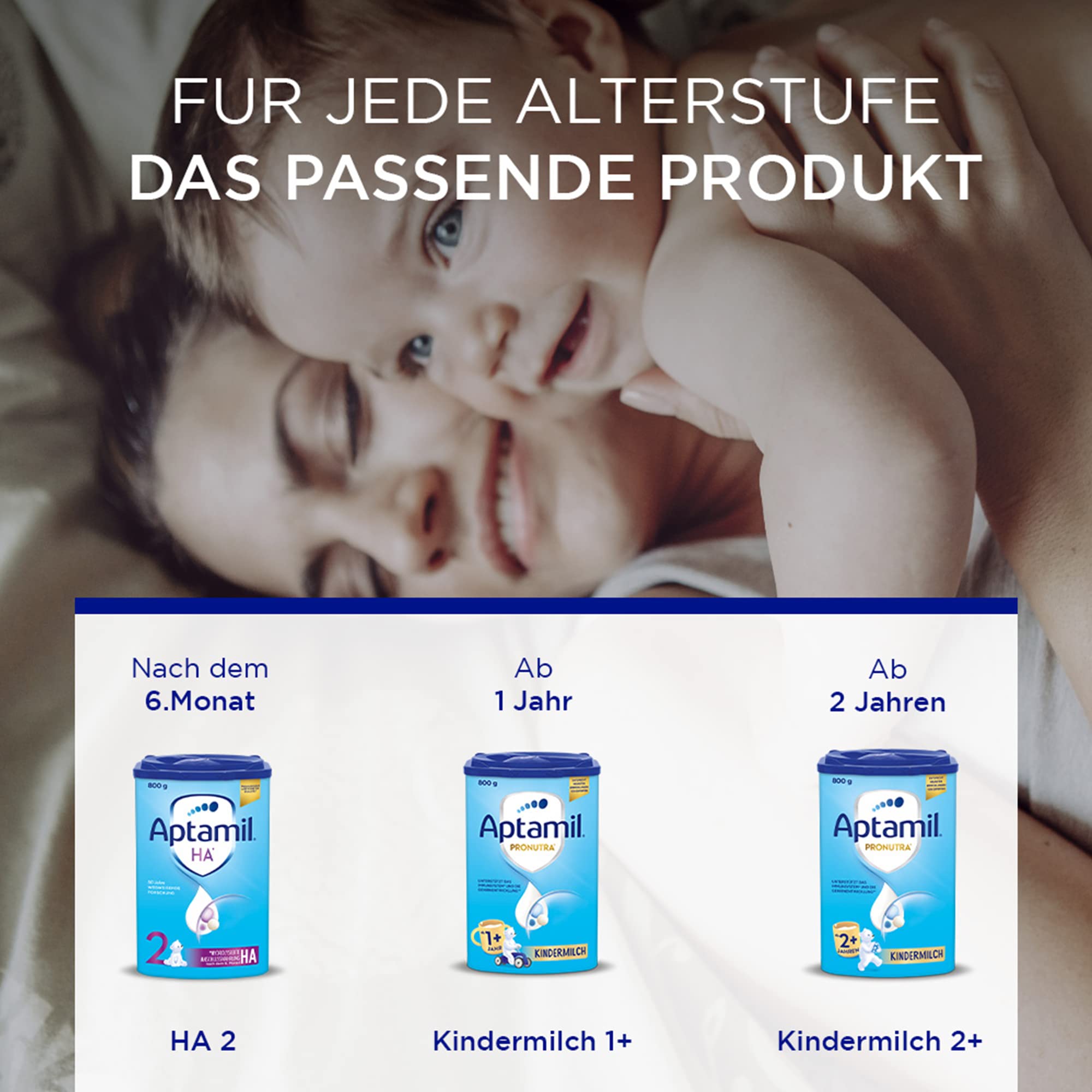 Aptamil HA 2 – Anschlussnahrung nach dem 6. Monat, Mit Omega 3 & 6, DHA, ARA & ALA, Nur Laktose, Ohne Palmöl, Babynahrung, Milchpulver, 1x 800g (Packung mit 4)