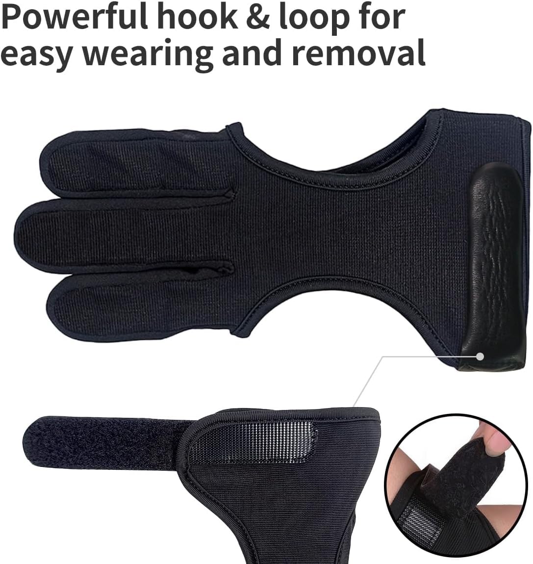 Futaba Unisex Traditional Archery 3 Finger Protection Gloves Tab - Black - XL 3