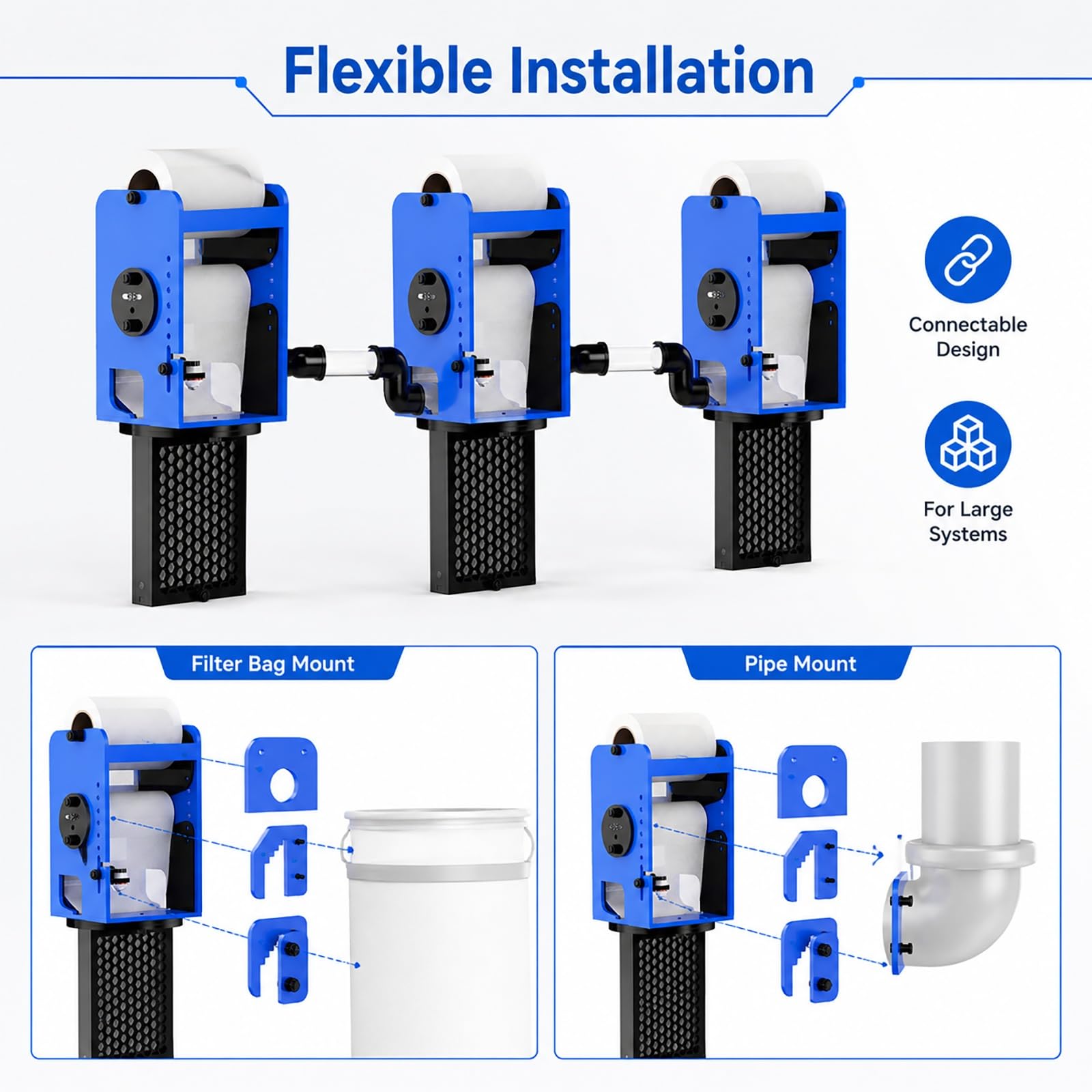 Genérico Filtro de Tambor Automático, Filtración Inteligente con Rollo de Vellón for Acuario, Sensor de Nivel de Líquido y Velocidad Ajustable for Tanque Marino