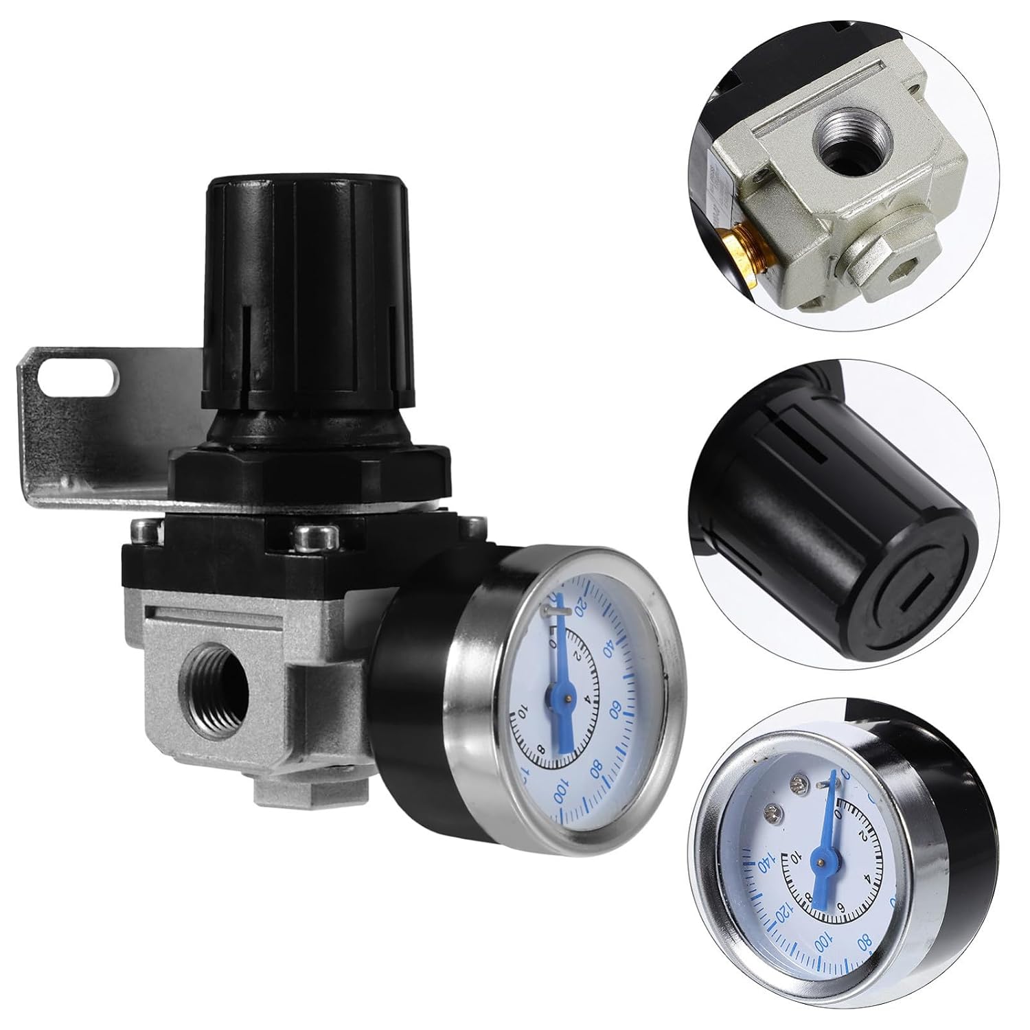 Pressure Control Device for Air Compressor with Gauge Aluminum Alloy Regulator Valve for Pneumatic Tools Precise Construction Easy Installation for Industrial Automation Systems