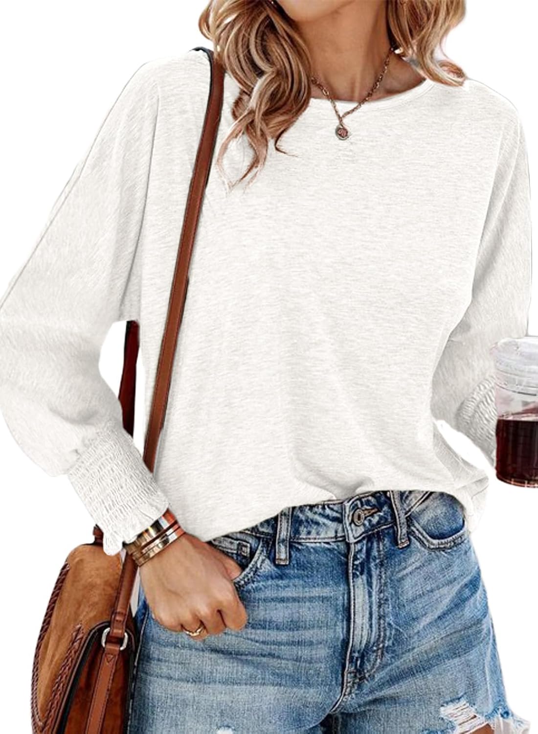 T-Shirt Manches Longues Femme DUOEASE - Col Roulé - Côtelé Doux - Slim Fit - Basique Pour Automne/Hiver
