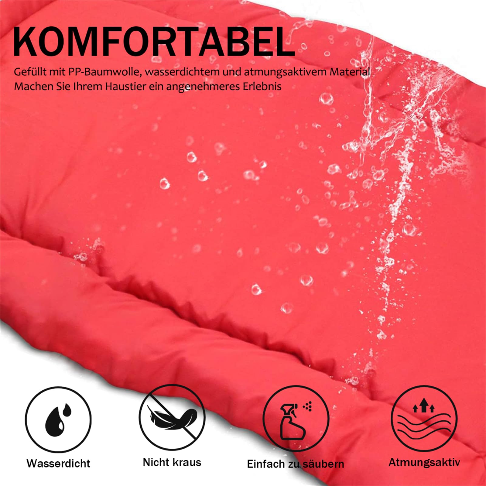 Tappetino per Cani Pieghevole,facile da pulire,resistente tappetino per cani in oxford,Impermeabile Letto per Cani Gatti Portatile Coperta Domestici Materasso Multifun (Rosso, 90x60cm)