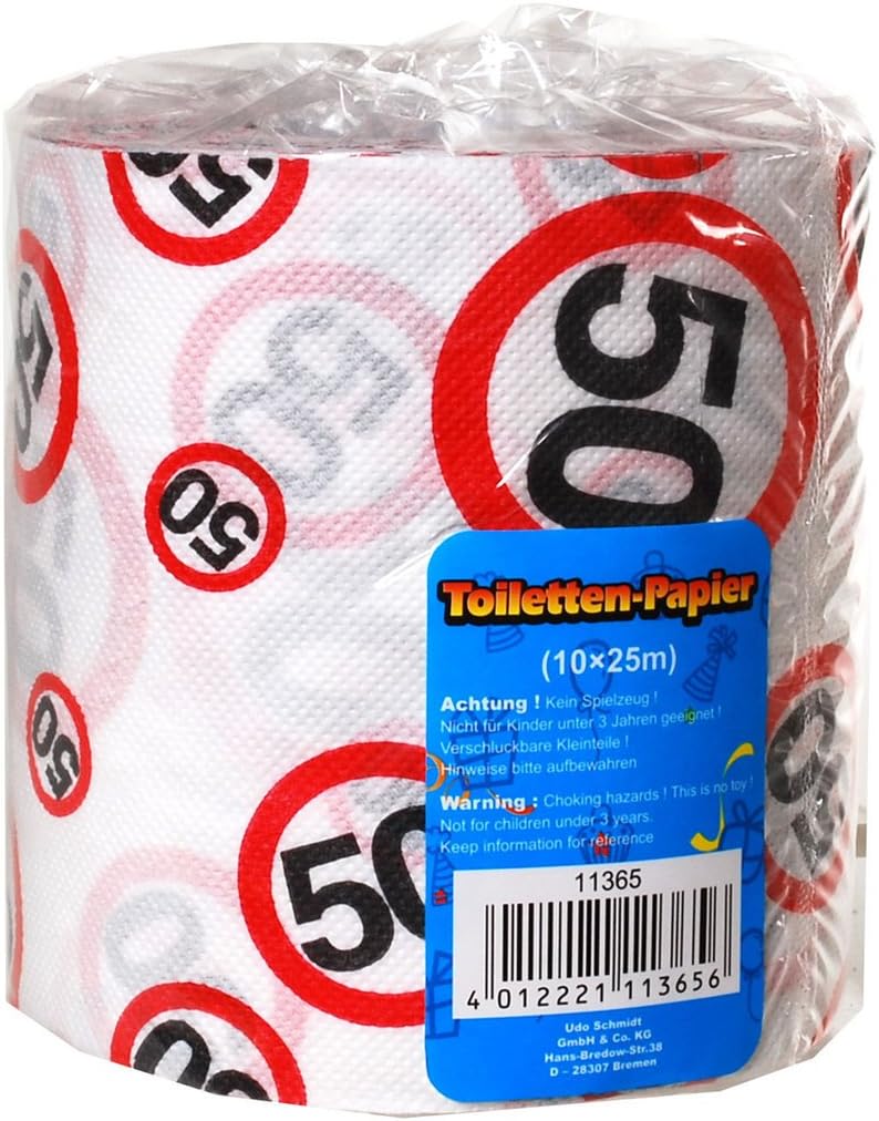Toilet Paper 50 Years Gift for a Birthday Paper Length 25 m