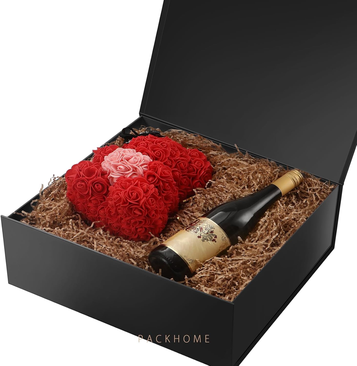 packhome 17x14.5x5.5 inches, extra large gift box with lid, magnetic closure box for clothes and large gifts (matte black with grain texture) black 1 count (pack of 1)