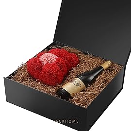 PACKHOME 17x14.5x5.5 Inches, 3 Extra Large Gift Boxes with Lids, Magnetic Closure Boxes for Clothes and Large Gifts (Matte Black with Grain Texture)