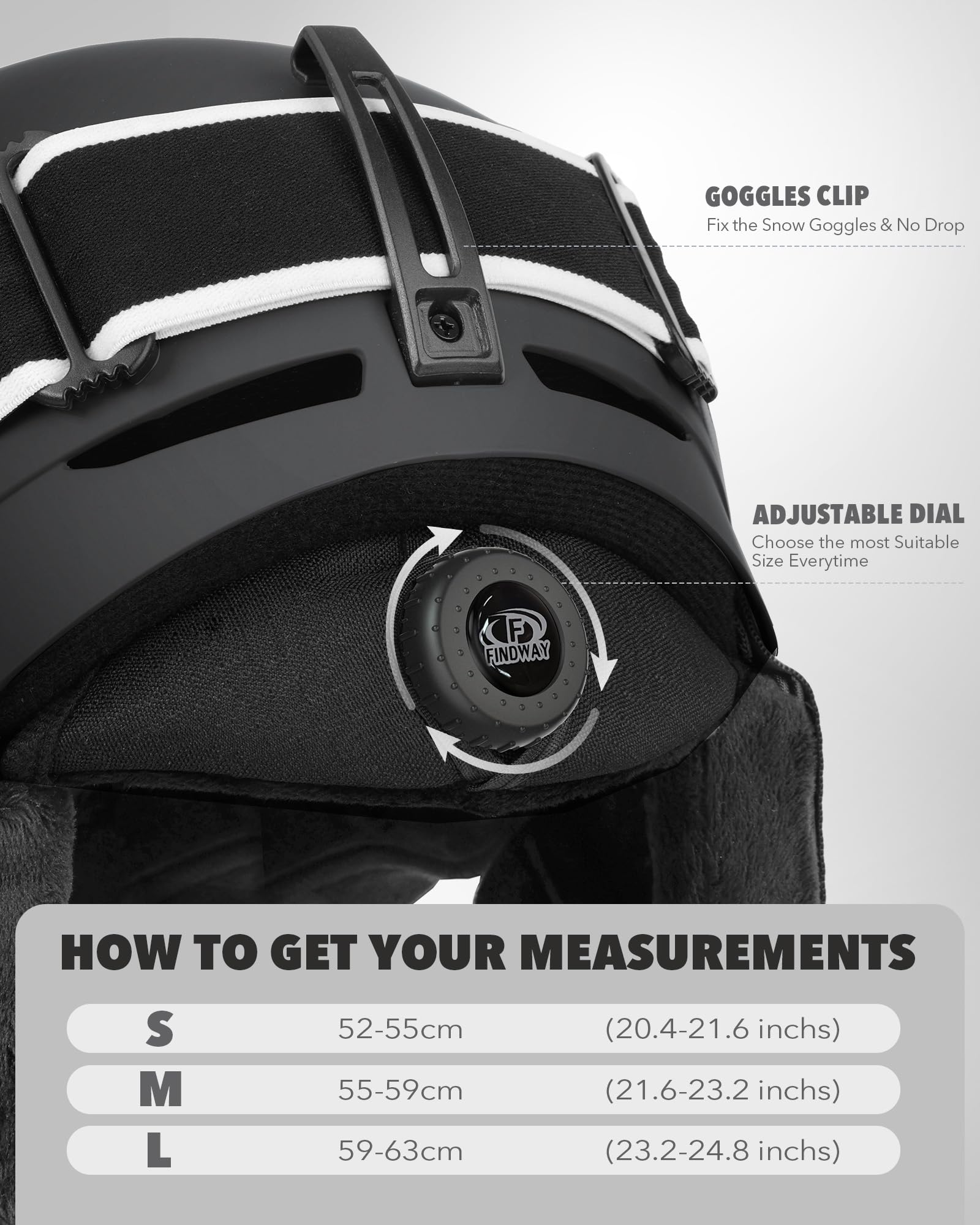 Findway Kit Casco Sci con Maschera Sci, Casco Snowboard con Occhiali Sci per Uomini Donne e Giovani UV400 Proteczione Set di Casco per Sport Invernali