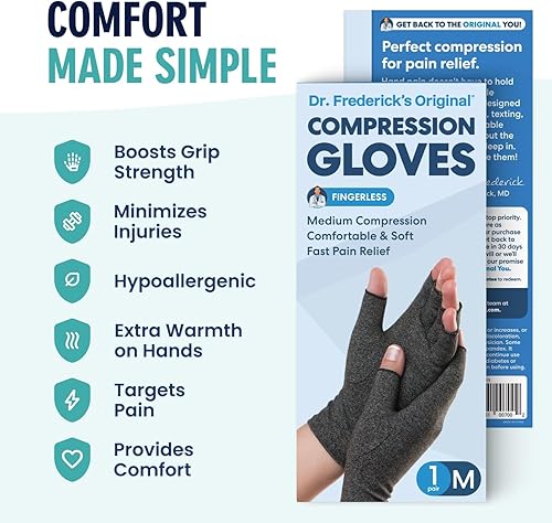 Miniatura 28 de Dr. Frederick's Original Grippy - Guantes de artritis para mujeres y hombres, guantes de compresión antideslizantes para aliviar el dolor