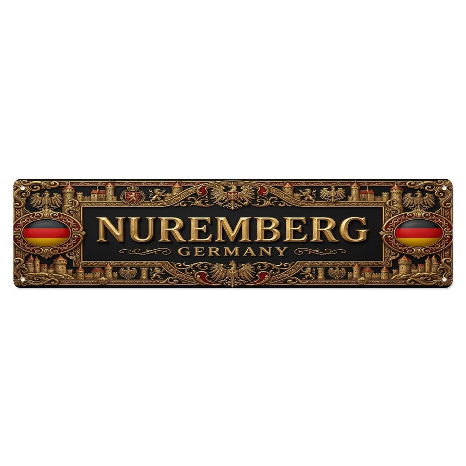 Vintage Nuremberg Germany Flag Pattern Metal Tin Sign