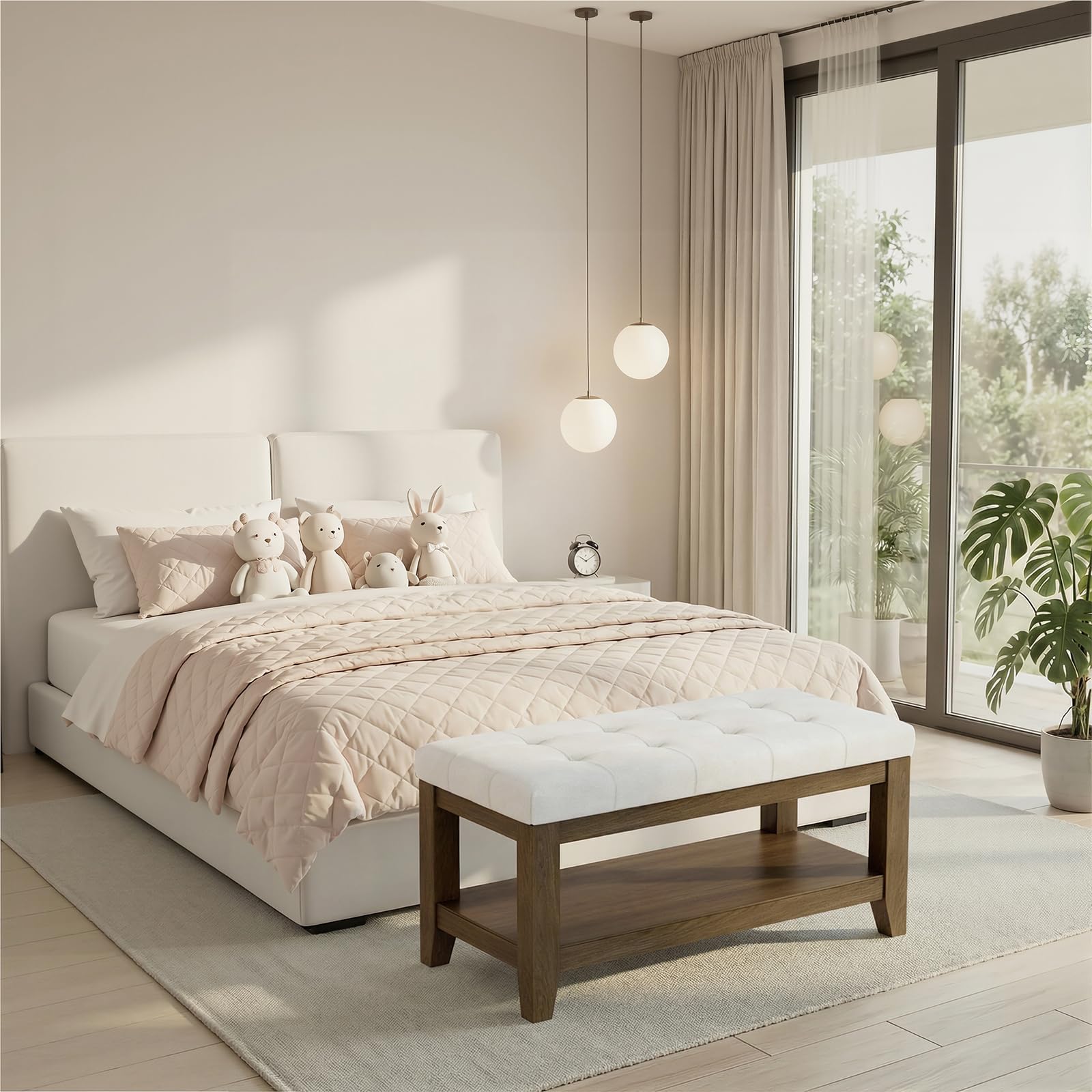 ABHENG 80cm Sitzbank mit Stauraum und gepolsterter Sitzfläche ASND66W