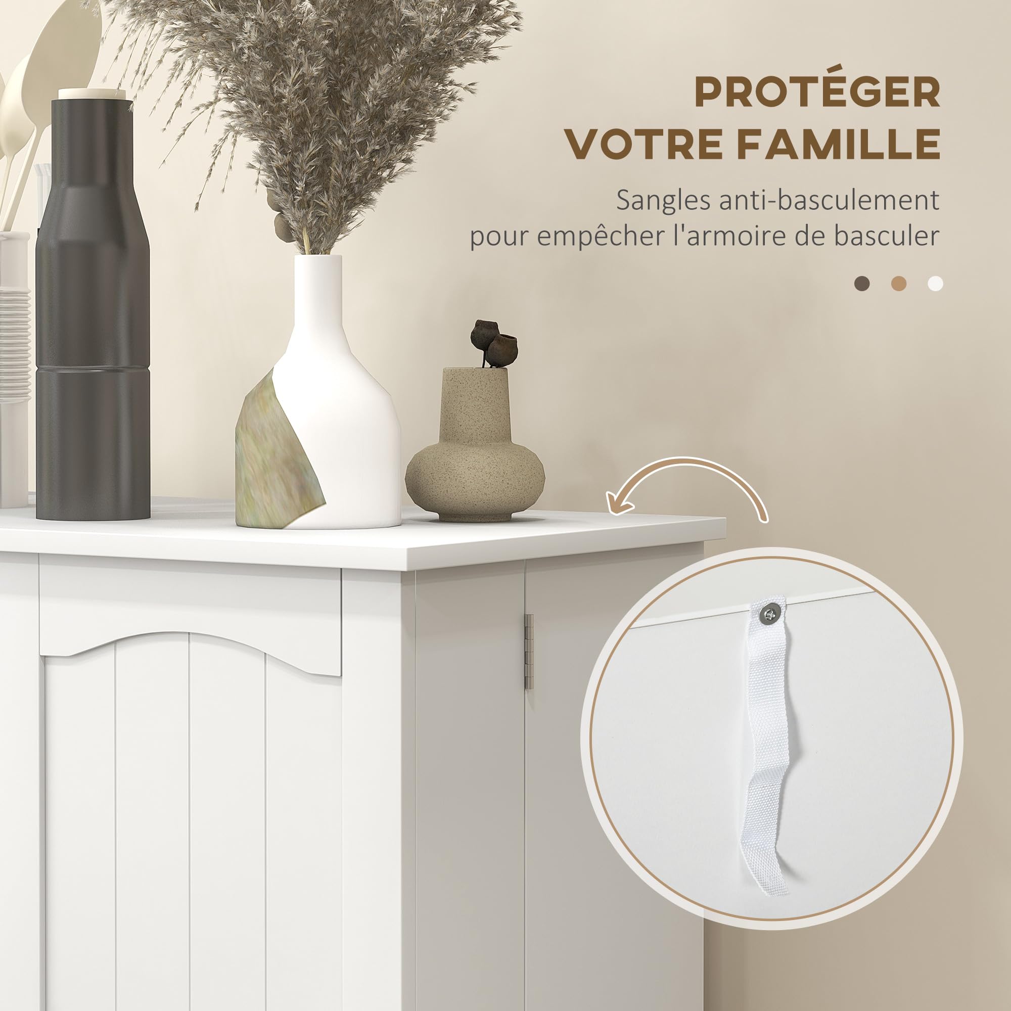 HOMCOM Armoire de Cuisine Garde-Manger Moderne 60 x 30 x 104 cm Blanc | Buffet Cuisine Vaisselier, Meuble de Rangement, avec Placards, Étagère Réglable, 12 Porte-Épices, pour Salle à Manger, Salon