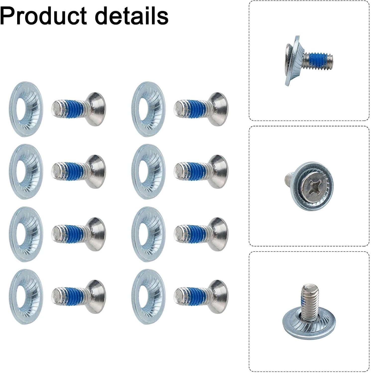 304 Stainless Steel Ski Binding Plate Screws Set — M6x17mm Mounting Hardware for Snowboard and Ski Bindings, 8-Pack
