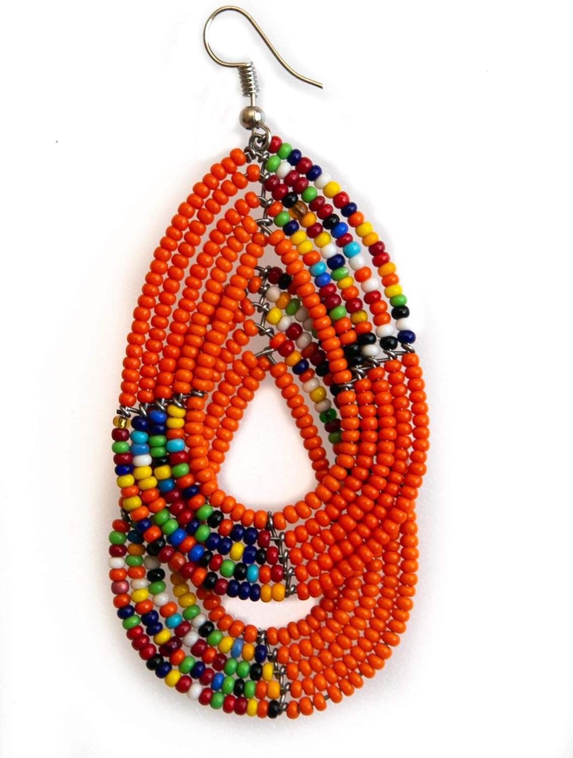 Orange Masai Beaded Earrings | African Maasai | Masai Ladies Earrings | Beaded Earrings | Handmade African Earrings | Kenyan Culture