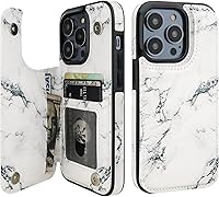 Vista 9 de HAOPINSH Funda tipo cartera para iPhone 14 Pro con tarjetero, patrón de flores pálidas en la parte trasera, de piel sintética, con ranuras