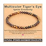 AD Beads Handmade Gemstone Stretch Elastic Bracelet Crystal Healing Reiki Nature\'s Beauty and Spiritual Essence Unisex (4mm, Multicolor Tiger\'s Eye (Ignite Creativity))