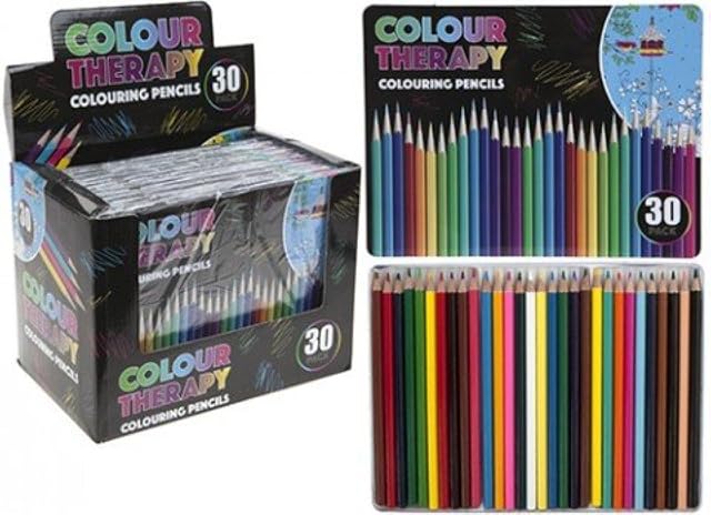 Colour Therapy Pack of 30 Colouring Pencils, Perfect for Stress Relief