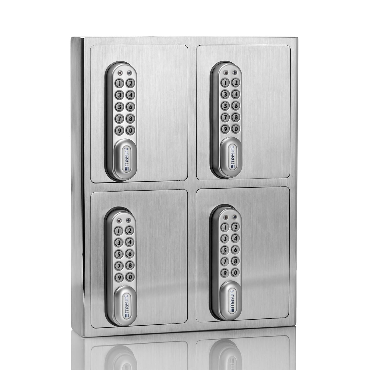 masunt cassaforte per chiavi 1420 E Code | Innovativa assegnazione online del codice a distanza | cassaforte elettronica per chiavi in acciaio inox V2A massiccio | 4 scomparti | antieffrazione
