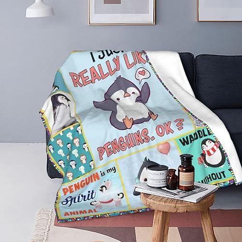 Miniatura 7 de Manta de pingüinos con diseño de pingüinos, para decoración de animales, regalos para niñas y niños, manta de franela de forro polar súper cálida y