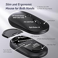 Vista 4 de Combo de teclado y mouse inalámbricos, mouse inalámbrico silencioso Acebaff 2.4G con soporte para teléfono y tableta, 11 teclas de acceso directo