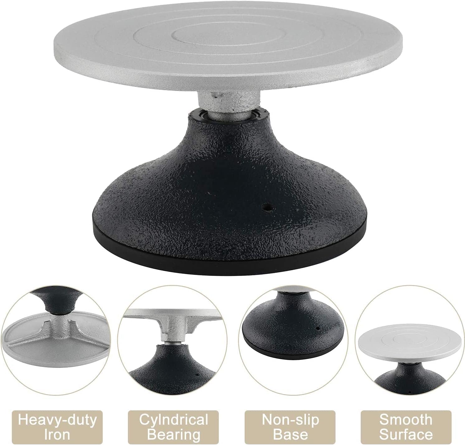 7" Diameter Sculpting Wheel Heavy Duty Metal Pottery Decorating Banding Wheel,Joined with A Heavy-Duty Ball Bearing