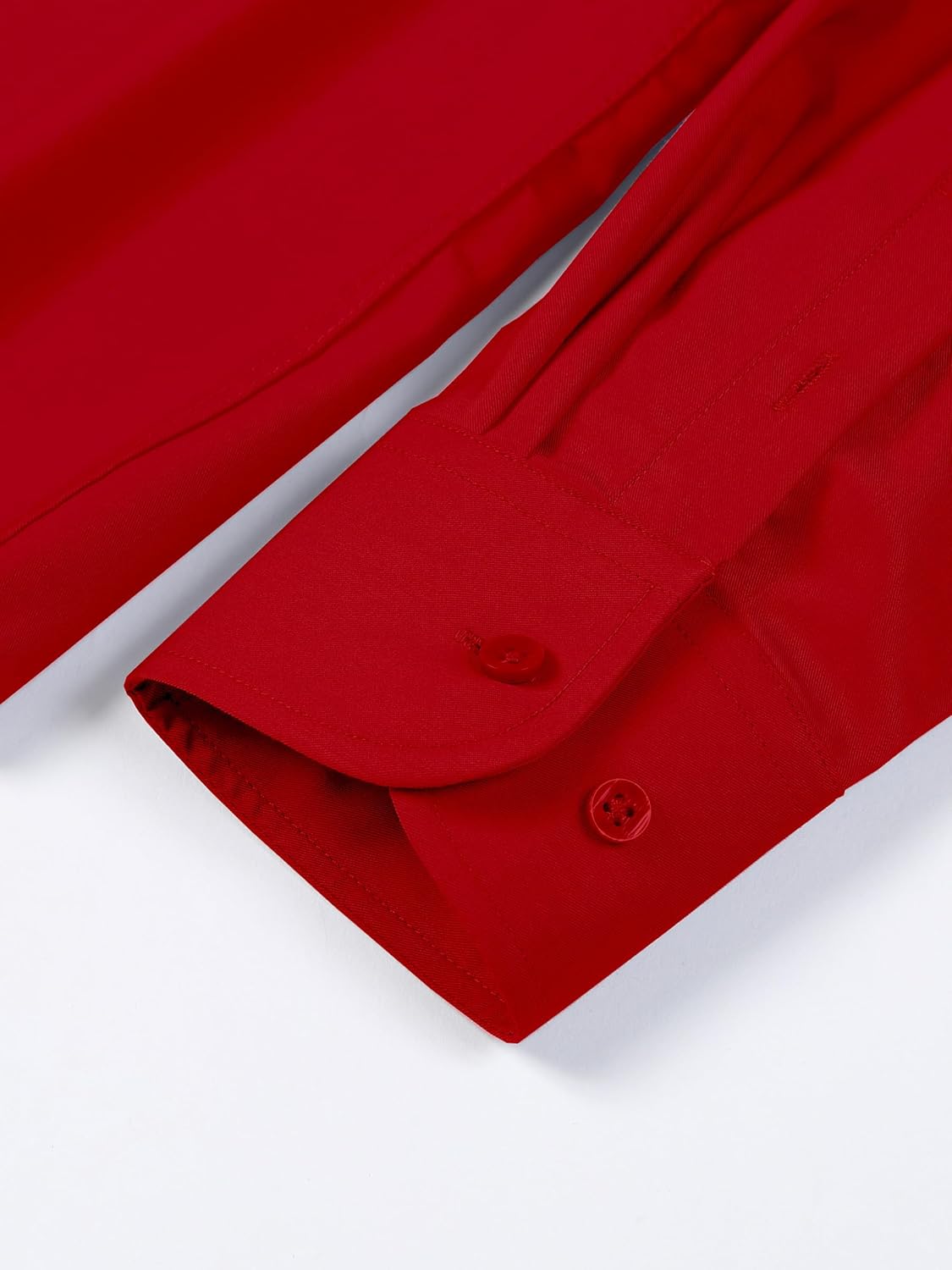 FAHIZO Men's Dress Shirt Regular Fit Soild Business Formal Long Sleeve Button Up Stretch Shirts, Bright Red, 16.5 Neck 34"-35" Sleeve,L - Image 4