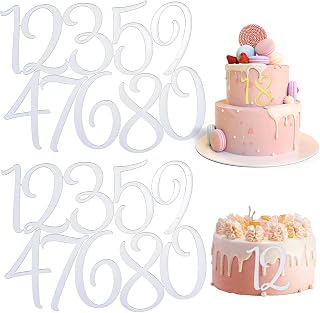 2 Sets 0~9 Numbers Happy Birthday Cake Toppers, Large Acrylic Cake Numbers Toppers, Acrylic Wedding Party Cupcake Toppers, DIY Cupcake Toppers, Birthday Party Supplies(Silver)