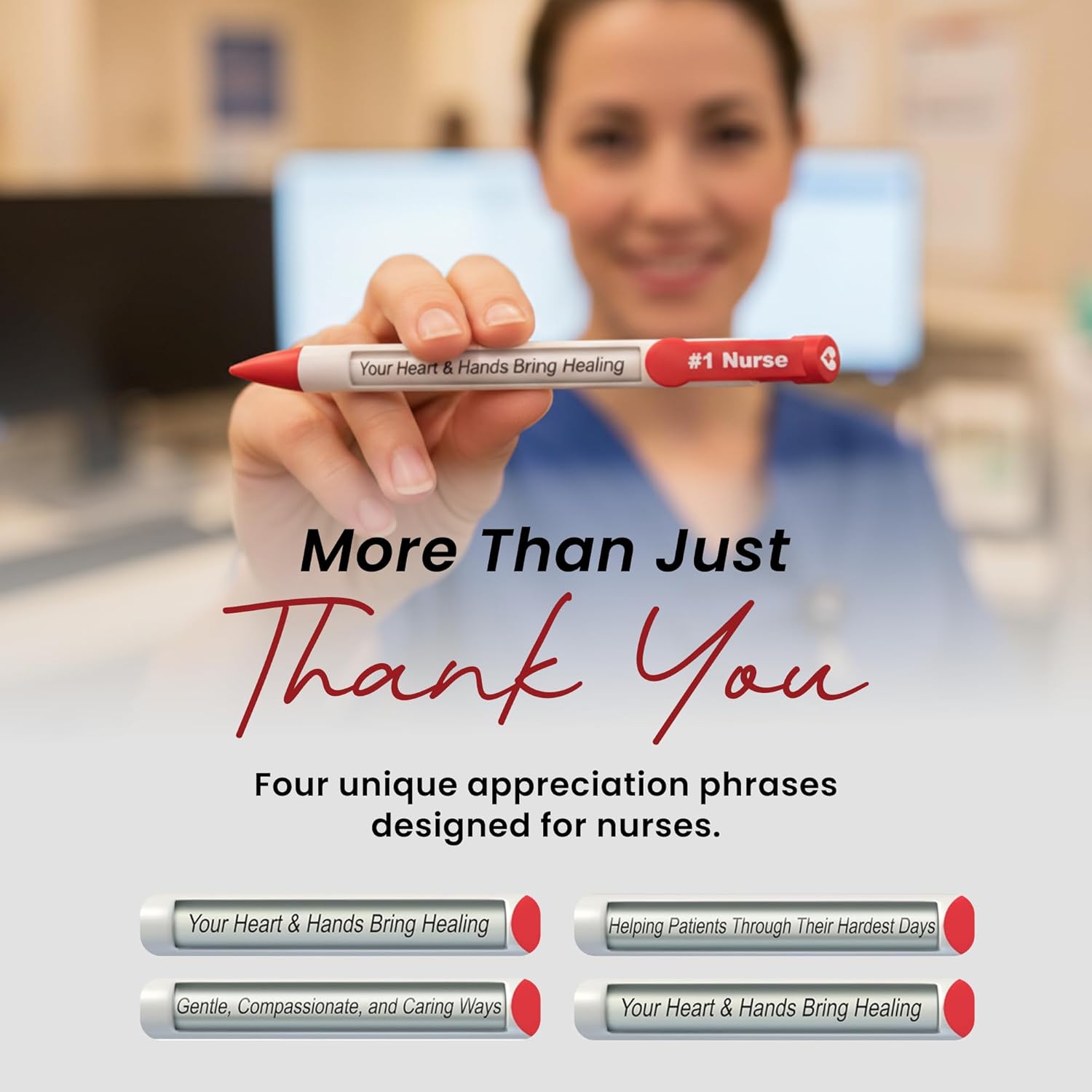 Greeting Pen – Nurse Appreciation Set with Uplifting Rotating Messages – Cute, Bulk pen for Nurses, Nursing Students, RN, Office, or Graduation Multi-Color Bundle, 36 Pack Medium Point Black Ink 9019