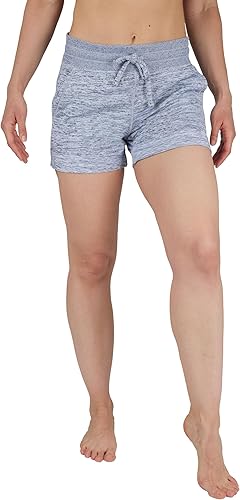 Miniatura 3 de 90 Degree By Reflex Shorts Suaves de Sudadera para Mujer de Cintura Alta con Cordón Ajustable para Descanso y con Bolsillos