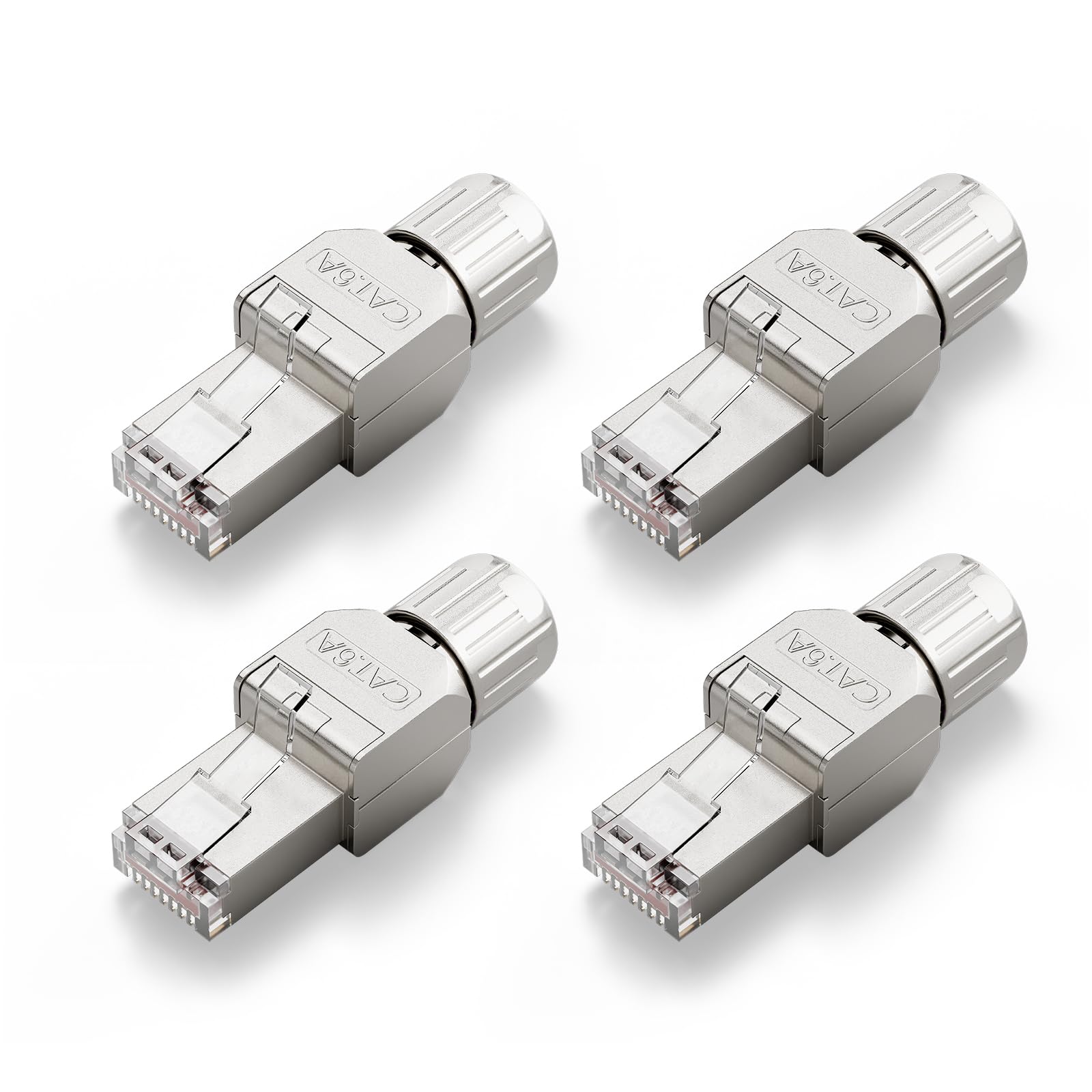 VCELINK Connettore RJ45 senza attrezzi Cat6A Cat6 per cavo di installazione spina RJ45 schermato 10 Gbps 500 MHz, supporta cavi di rete da 22 a 24 AWG, 4 pezzi