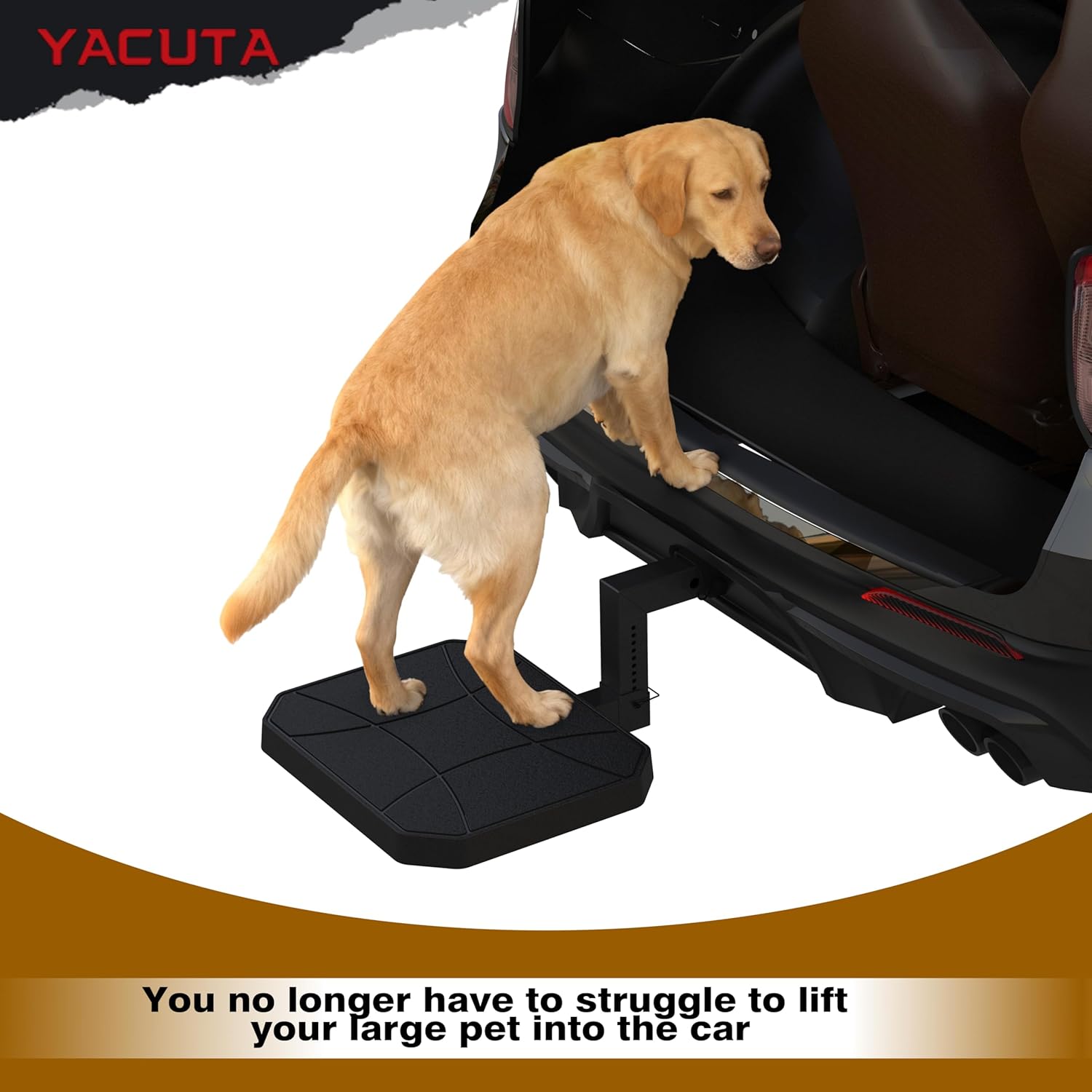 YS02 Height-Adjustable Hitch Step for Medium to Large Dogs|Compatible with 2" Hitch Receiver | Helps Dogs Get in & Out of Car Van SUV| | Size 20 x‎16inch.