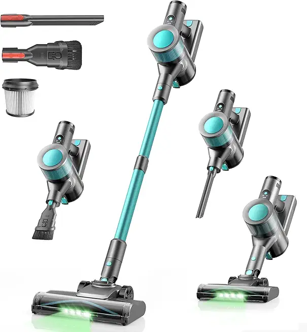 Dzaki 45000Pa Akku Staubsauger, Staubsauger Kabellos mit Smart Display, Standfunktion, Langer Laufzeit und Anti-Verhedderungsbürste für Teppich Hartboden Tierhaare Auto