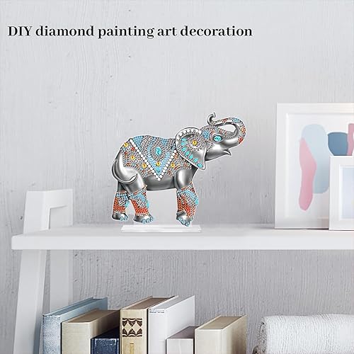 Miniatura 4 de Kit de adornos de mesa de pintura de diamantes de animales, elefante, arte de diamante 5D, decoración de escritorio, cuentas especiales por número,